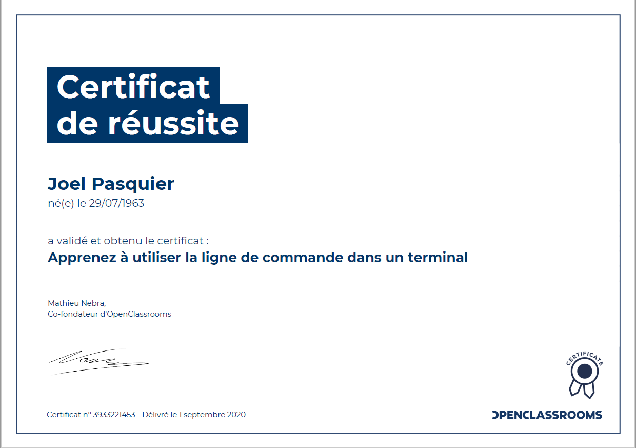 Certificat de compétence